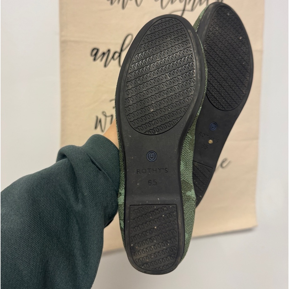 Army green Rothy flats - Picture 2 of 3